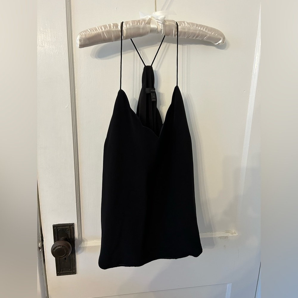 Jcrew Silk Scalloped Racerback Flowy Top